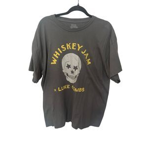 Luke Combs Whiskey Jam World Tour 2023 Concert Tee Gray Short Sleeve T-Shirt sku